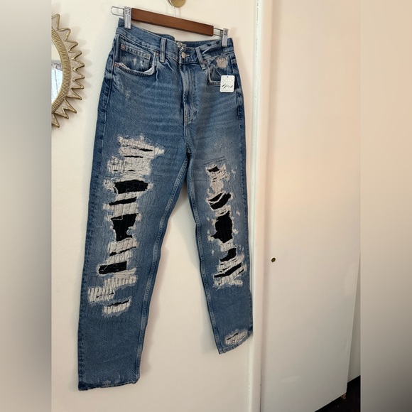 Free People Mccoy destroyed boyfriend jeans in blue - Picture 6 of 8